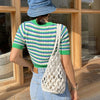 Mesh Rope Knitted Bucket Shoulder Bag