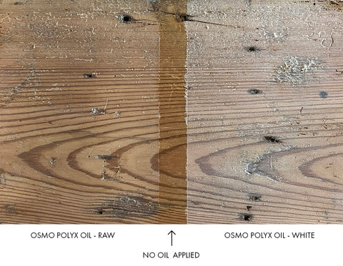 Osmo raw vs white applied to pine wood