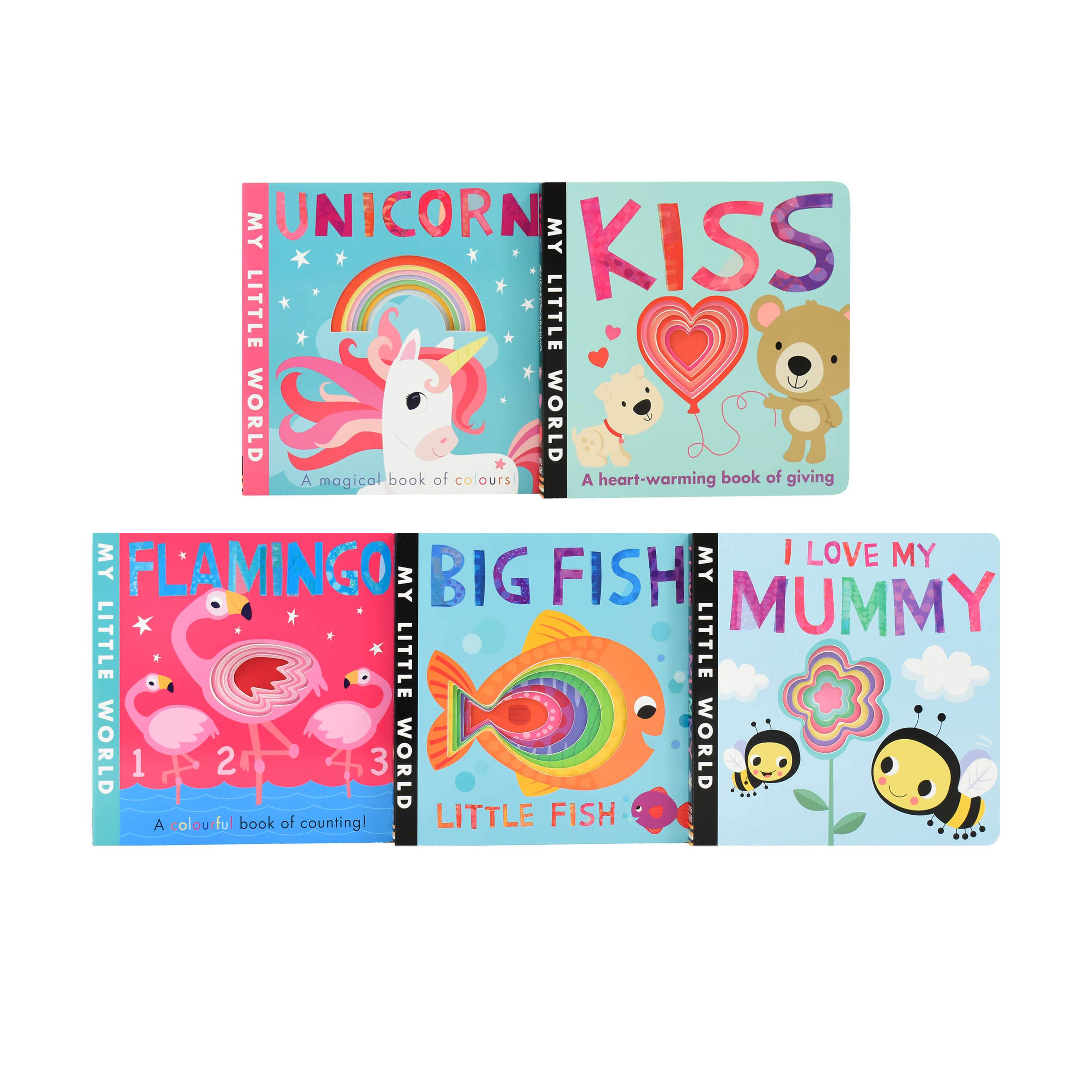 Age 0-5 - My Little World 5 Board Books (Big Fish,Flamingo,Love Mummy,Kiss,Unicorn) By Little Tiger - Ages 0-5 - Boardbook