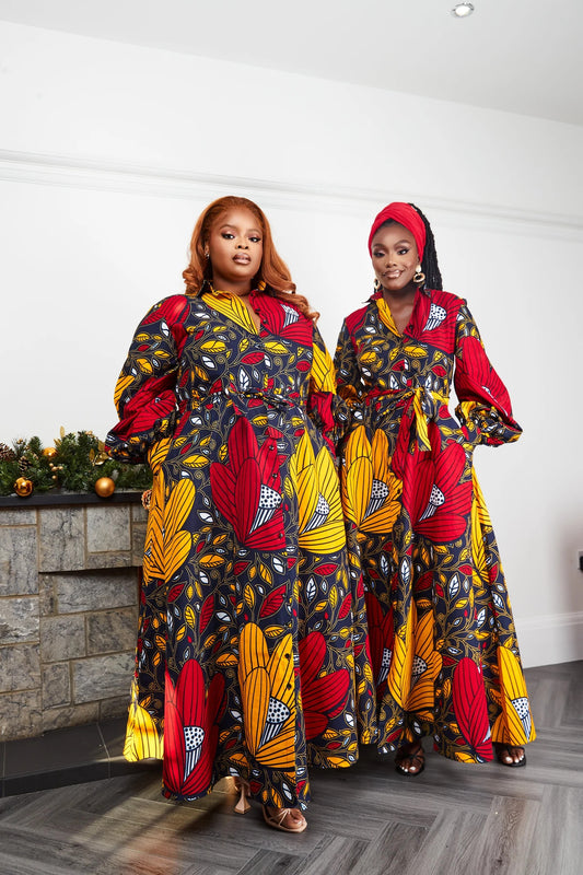 RED AFRICAN ANKARA PLUS SIZE FITTED FORMAL LONG PARTY SHIRT DRESS –  Africanclothinghub UK, US, Canada