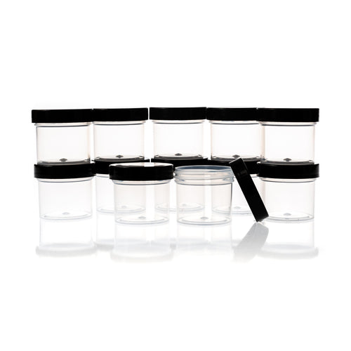 Small Clear Plastic Jars with Silver Lid – 12 Pc.