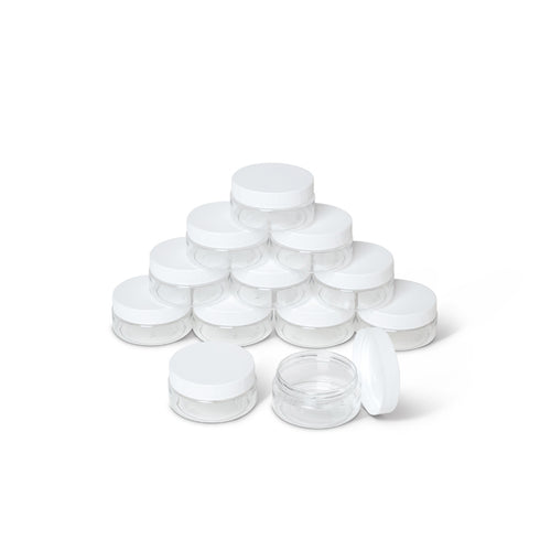  2 oz Plastic Containers with Lids 60pcs Plastic Jars with White  Lids + 3/5/10 Gram 12pcs Sample Containers Travel Jar– Great for Lip Scrub,  Body Butters, Cream, Lotion (72 Pack) 