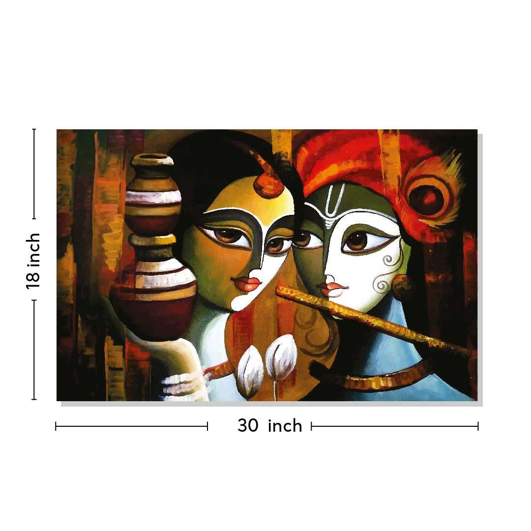 Radha Krishna Canvas Painting | Rajasthani Art Print – Rangoli