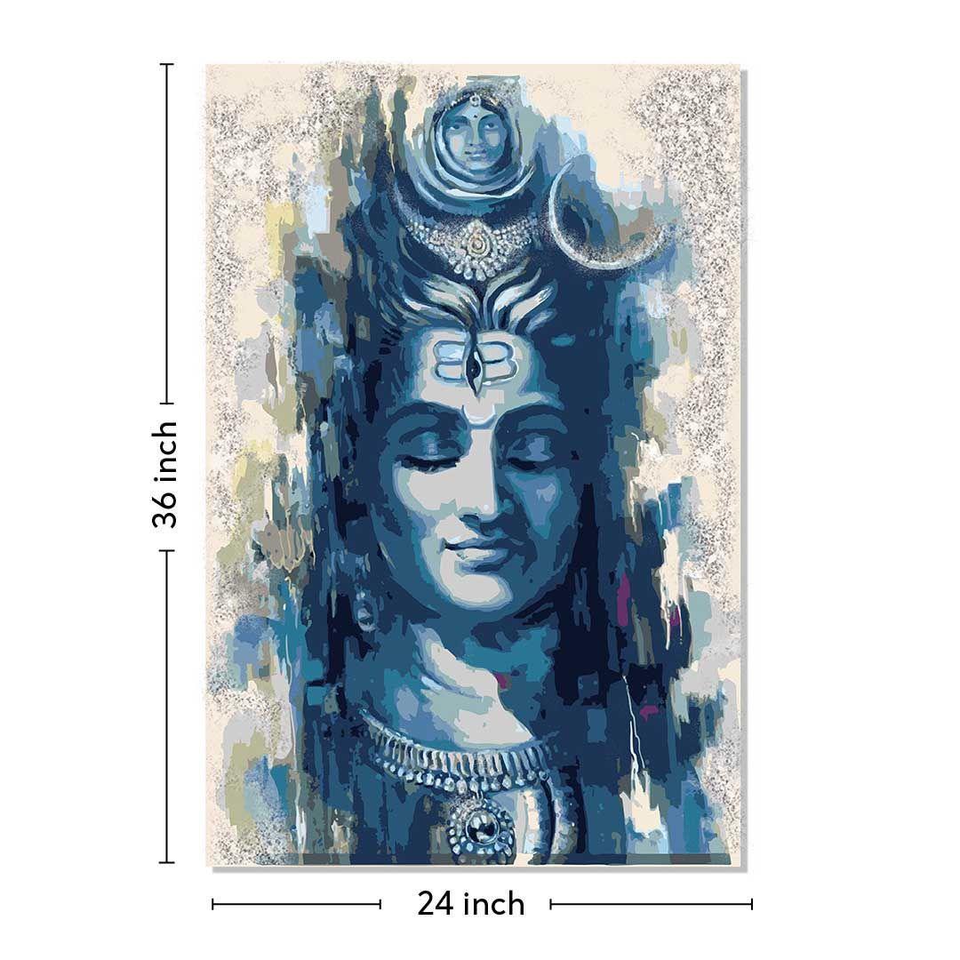 Lord Shiva Portrait Canvas Wall Painting | Cotton Stretched Canvas ...