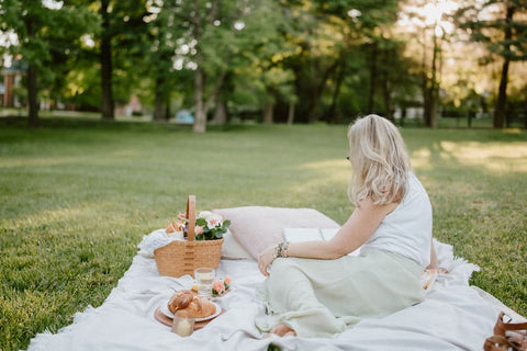 woman having a summer picnic