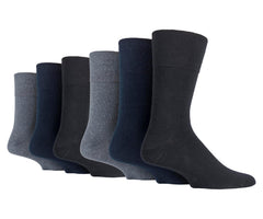 6 Pairs Men's Gentle Grip Cotton Socks Colourburst Stripe