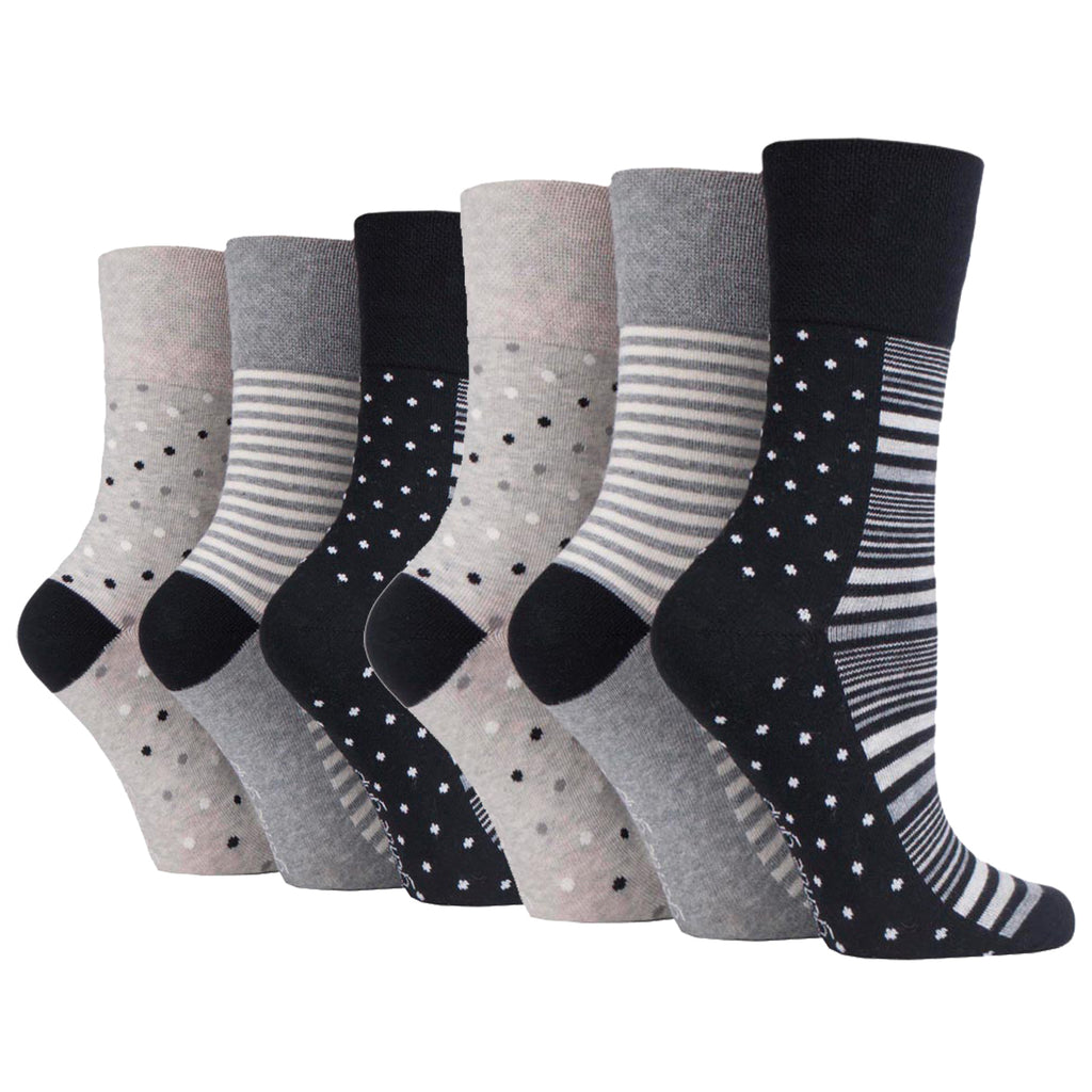 6 Pairs Ladies Gentle Grip Cotton Socks Black