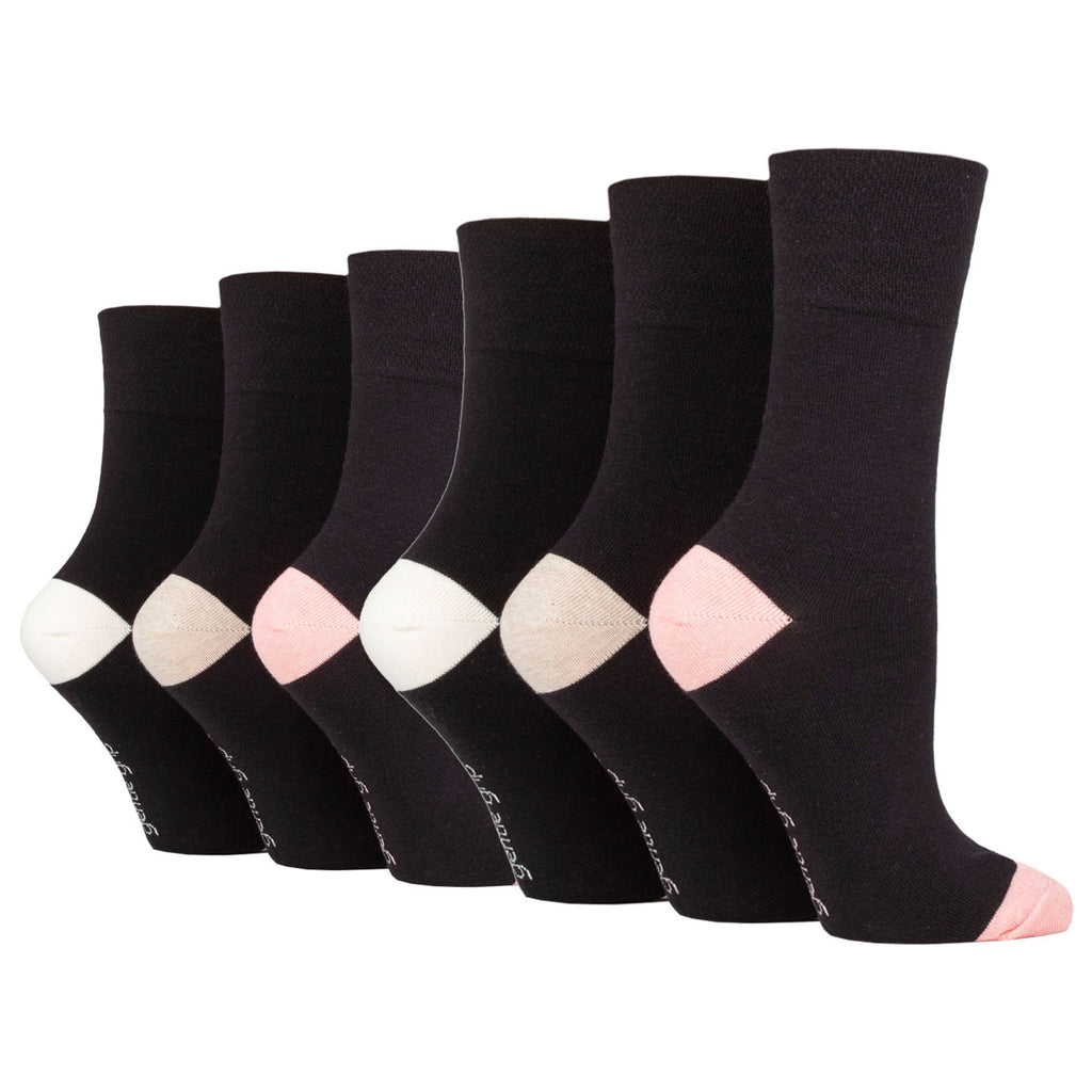 6 Pair Women's Black Elastic-Free Cotton Socks - Sock Size 10 - Fits Shoe  Sizes 7.5-9