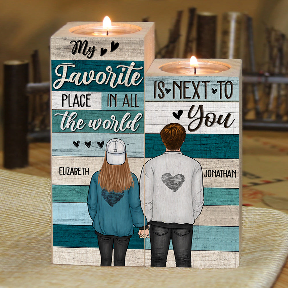 My Favorite Place In All The World - Gift For Couples - Personalized Candle Holder