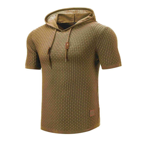 Coffee-mens-hooded-sweatshirt-short-sleeve-solid-knitted-hoodie-pullover-sweater-g081