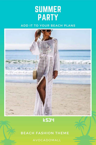 White-Womens-Crochet-Swimsuits-Cover-Up-See-Through-Bikini-Sleeveless-Split-Side-Long-Maxi-Beach-Dress-Side