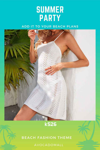 White-Womens-Sleeveless-Drawstring-Side-Backless-Cover-Up-Beach-Dress-Side