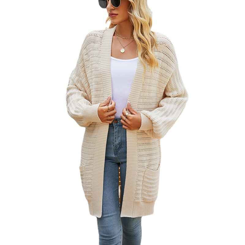 SheIn Women's Bishop Long Sleeve Button Front Cardigan Sweater Coat Solid V  Neck Jacket Outerwear Apricot Small at  Women's Clothing store