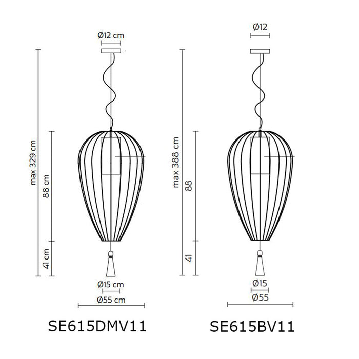 Cell LED Pendant Light - line drawing.