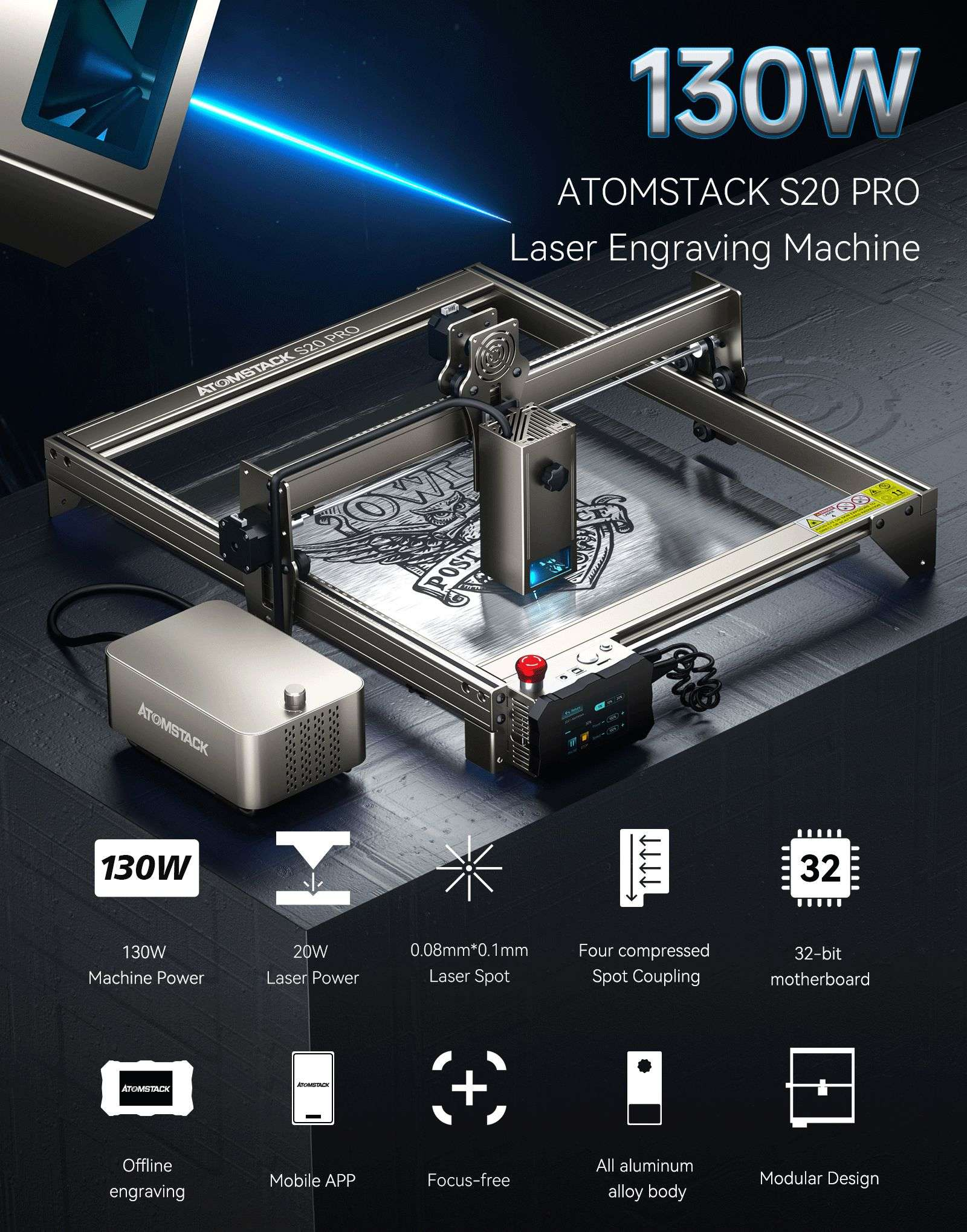 s20 pro 130w laser engraver