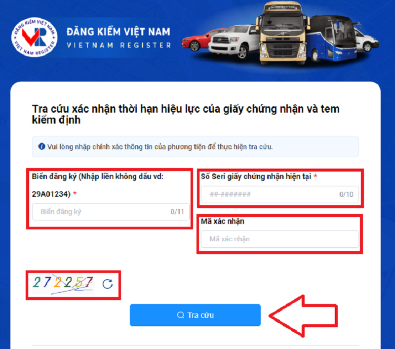 Trang web gia hạn đăng kiểm ô tô online 