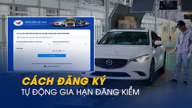 Trang web gia hạn đăng kiểm ô tô online 