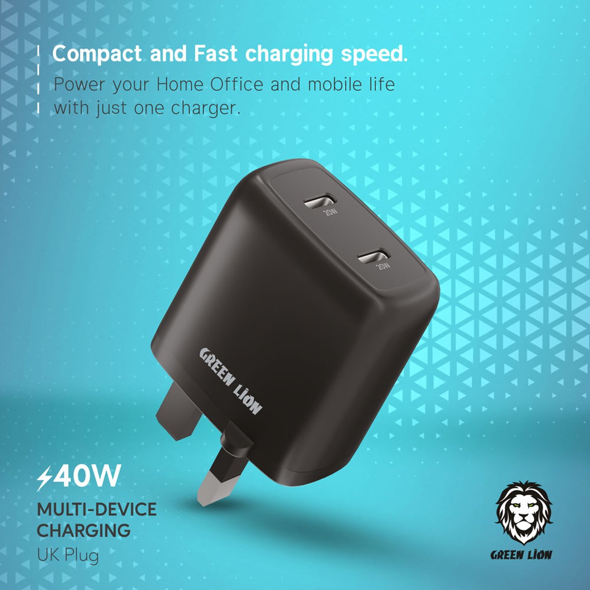 Green Lion Compact Wall Charger - Dual Port USB-C Charger 40W – THE  GADGETSHOP KENYA