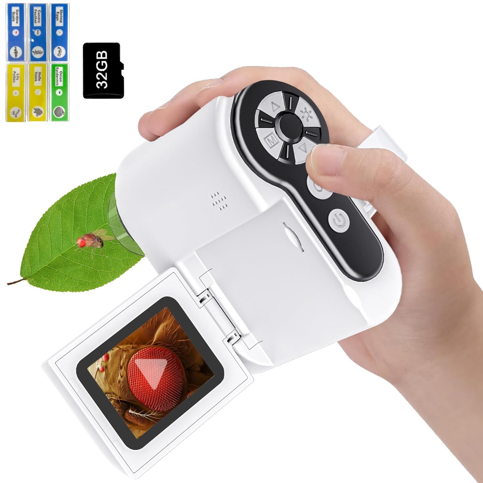 Microscope for Kids - 1000X Portable Kids Microscope Handheld Microscope | Telescope and Microscope with 32GB SD Card | Photo and Video Mini Microscope | Science Kits for Kids Over 3 Years Old