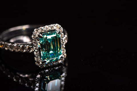 Stunning Emerald Green and Diamond Engagement Ring