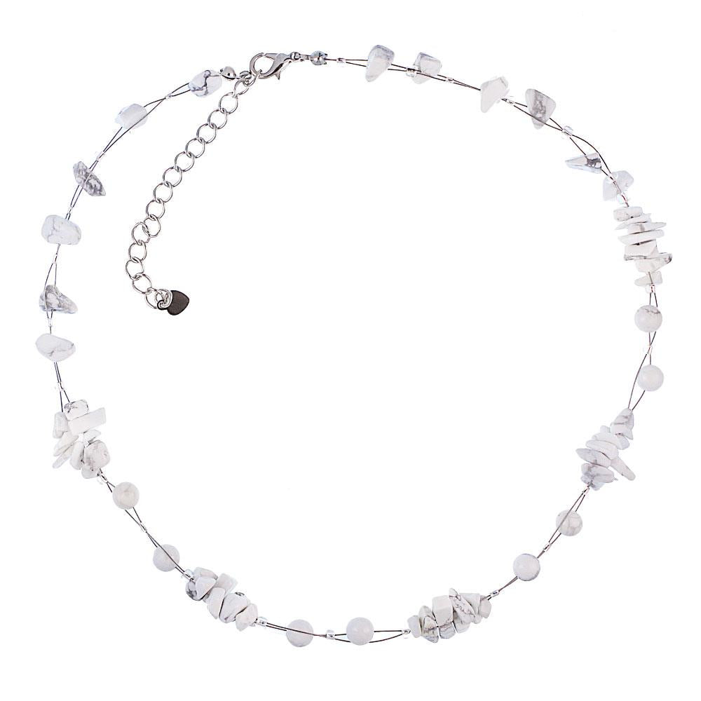 Halskette+Perlen+Stein+Splitter+Bündel+weiß+42-+48cm