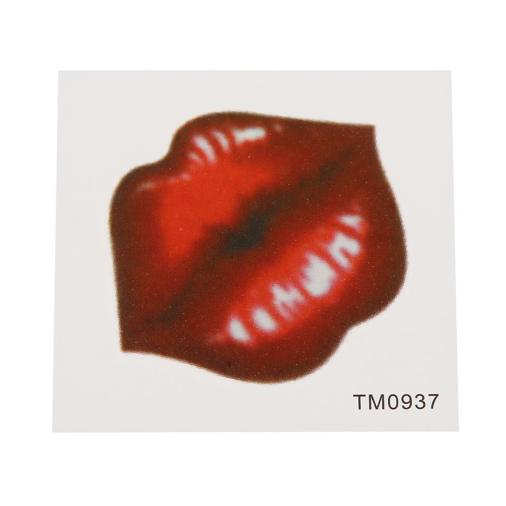 Klebetattoo+temporär+Kussmund+Lippen+rot+Lippenstift+einzeln+1+Bogen