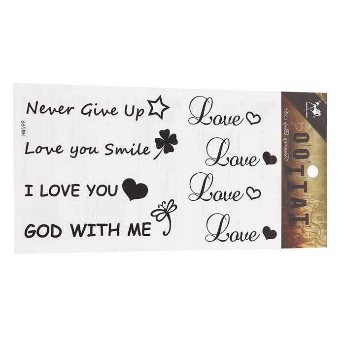Klebetattoos+Tattoo+Love+Herzen+Sprüche+Never+give+Up+1+Bogen+8+Motive
