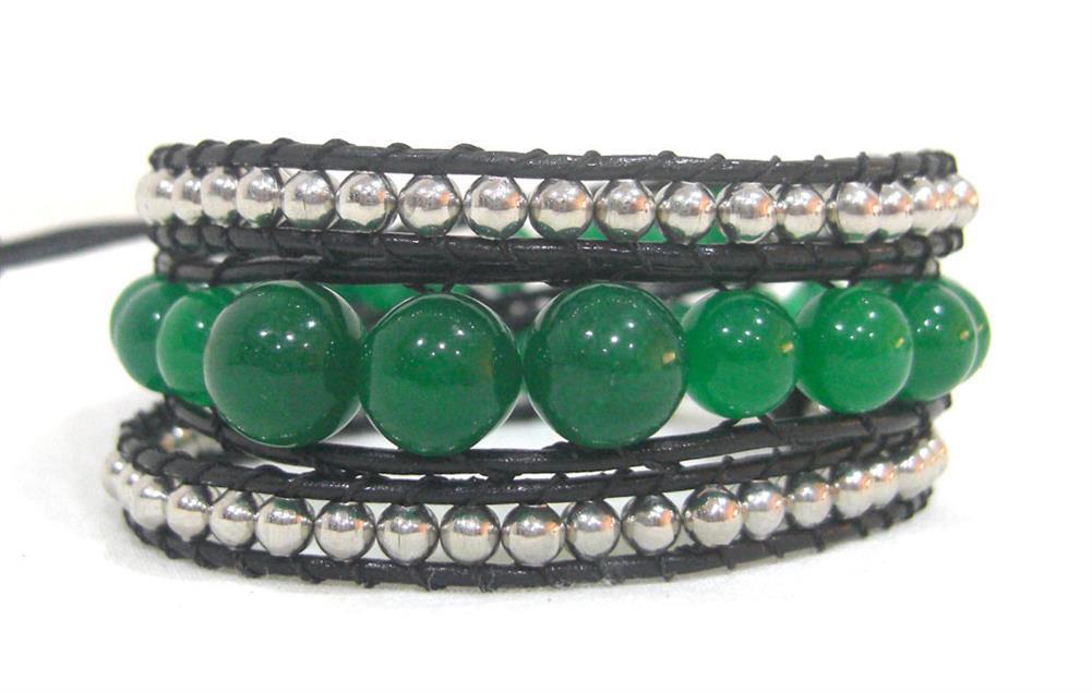 Armband+grün+schwarz+Kette+Messing+Jade+Perlen+Wachsfaden+Schmetterling+verstellbar
