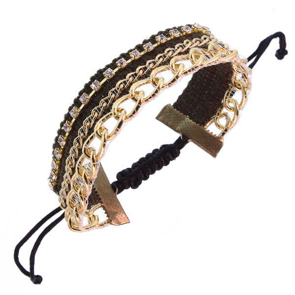 Armband+Kunstleder+Brass+Baumwolle+breit+gold+30+cm+Ibiza+Hippie+Style