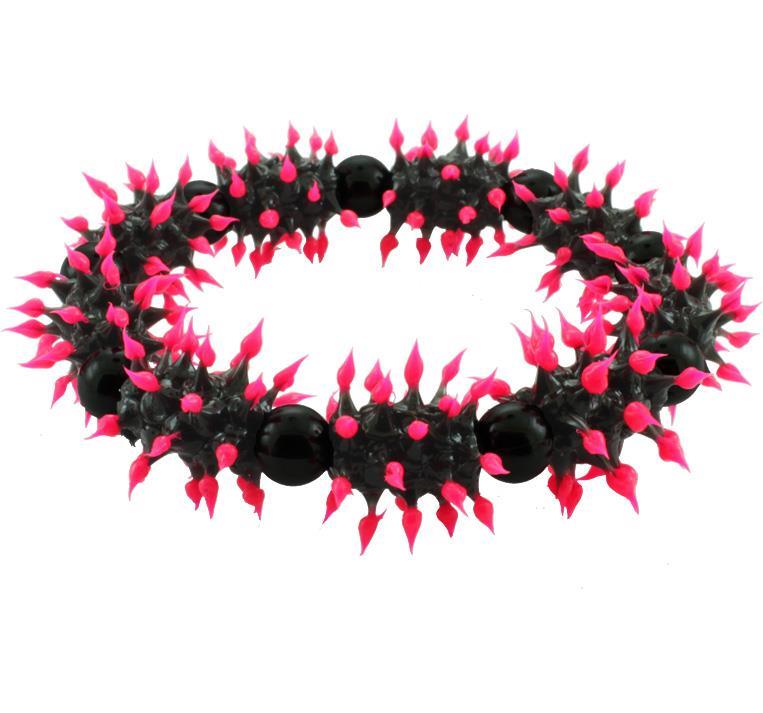 Stachel+Silikonarmbänder+schwarz+Spitzen+pink+Armbänder+Armband+Silikon+Silikonarmband+Schmuck