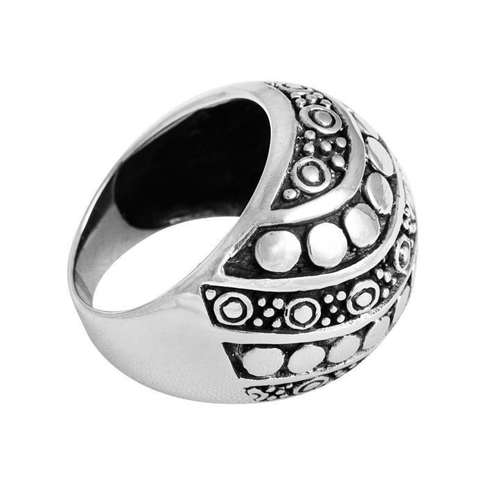 Silberring+massiv+dunkel+oxidiert+breit+gemustert+aus+925er+Sterling+Silber+Damen+Ringe