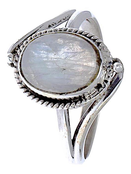 Ring+Mondstein+Seil+Bögen+Kugeln+oval+925+Silber