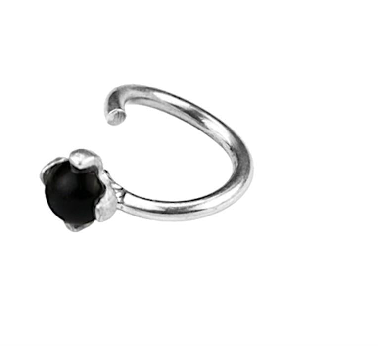 Piercing+Ring+925+Silber+Labret+Tragus+1.2mm+Onyx