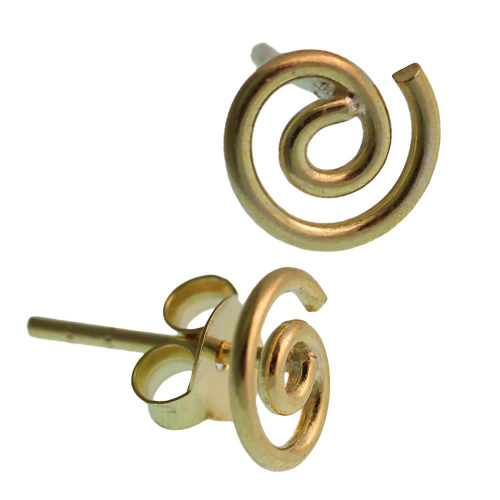 Ohrstecker+vergoldet+Spirale+925er+Sterling+Silber+Silberohrstecker+gold+Ohrringe+7+mm