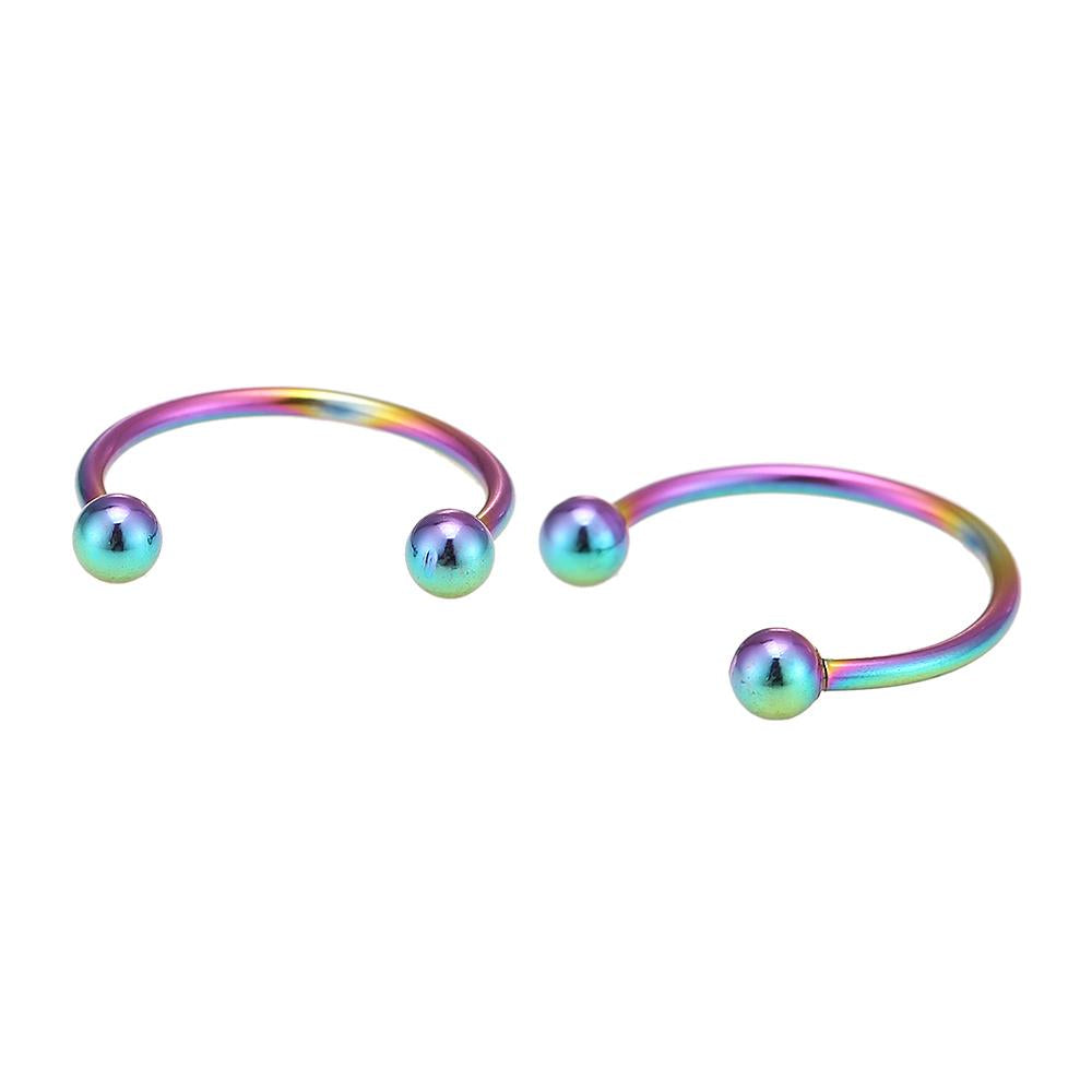 Piercing+Circular+Barbell+mit+kleinen+Kugeln+Regenbogen+Farben+aus+Edelstahl+Hufeisen