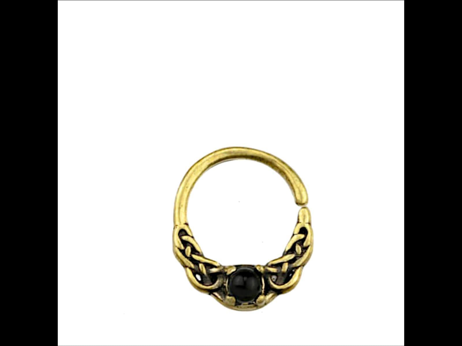 Universal+Piercing+Ring+Brass+Onyx+Stein+Knoten+celtic