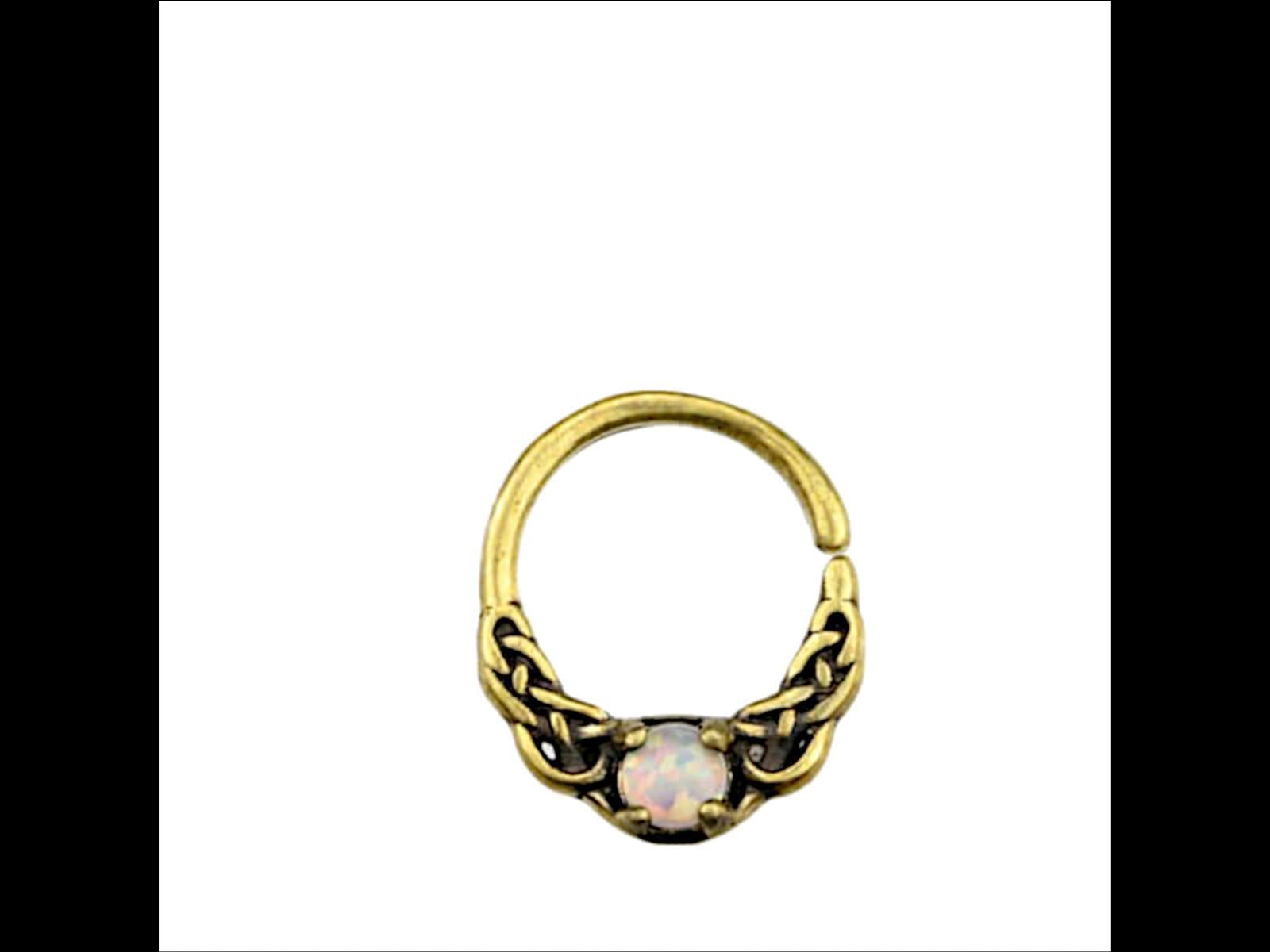 Universal+Piercing+Ring+Brass+Opal+weiß+Knoten+celtic