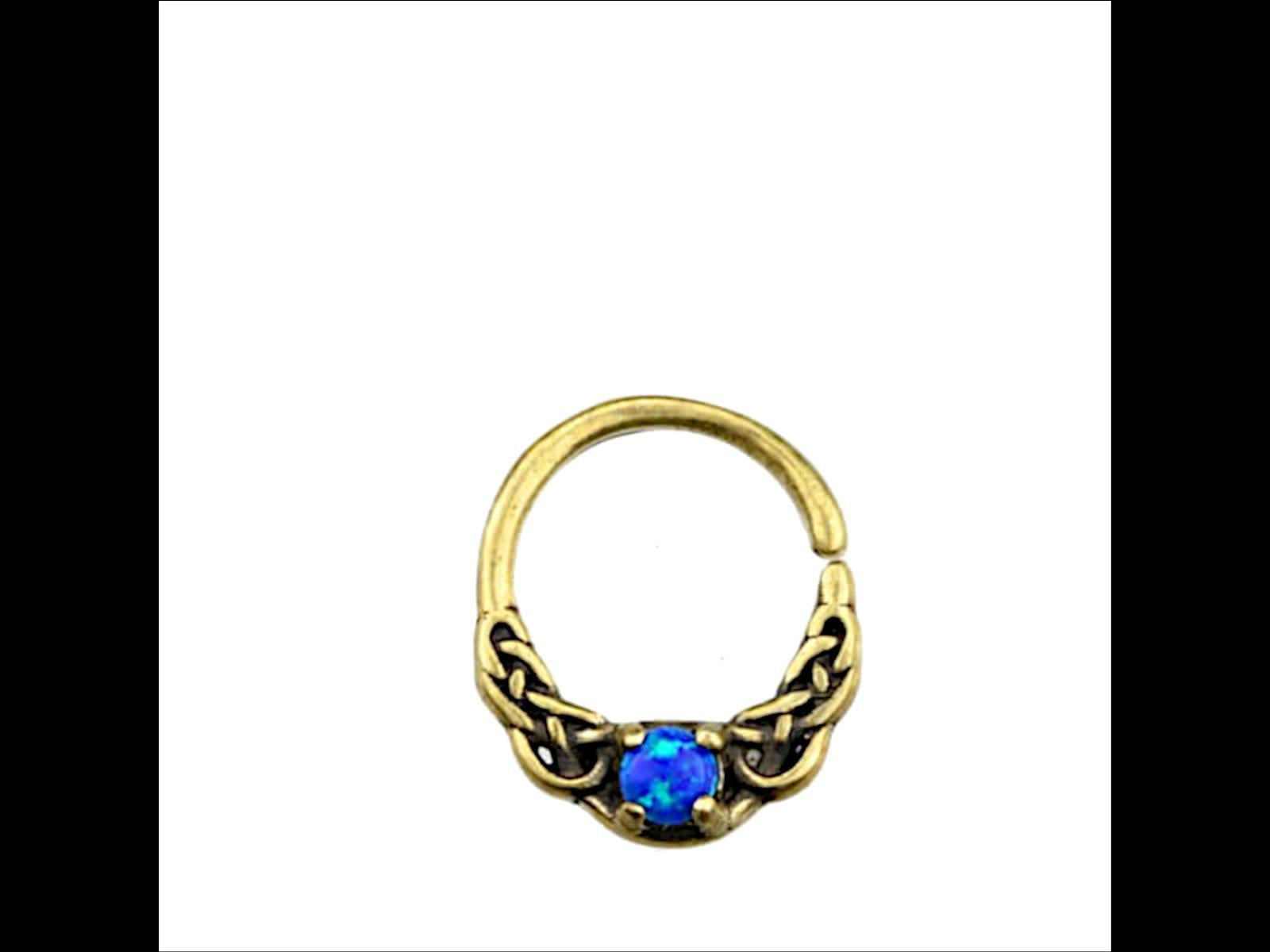 Universal+Piercing+Ring+Brass+Opal+blau+Knoten+celtic