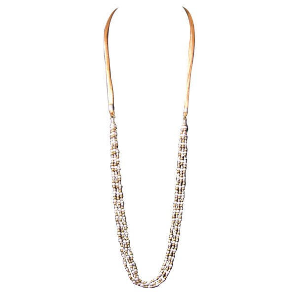 Damen+Perlenkette+gold+weiß+silber+Perlen+Brass+Kette+Baumwolle+nickelfrei