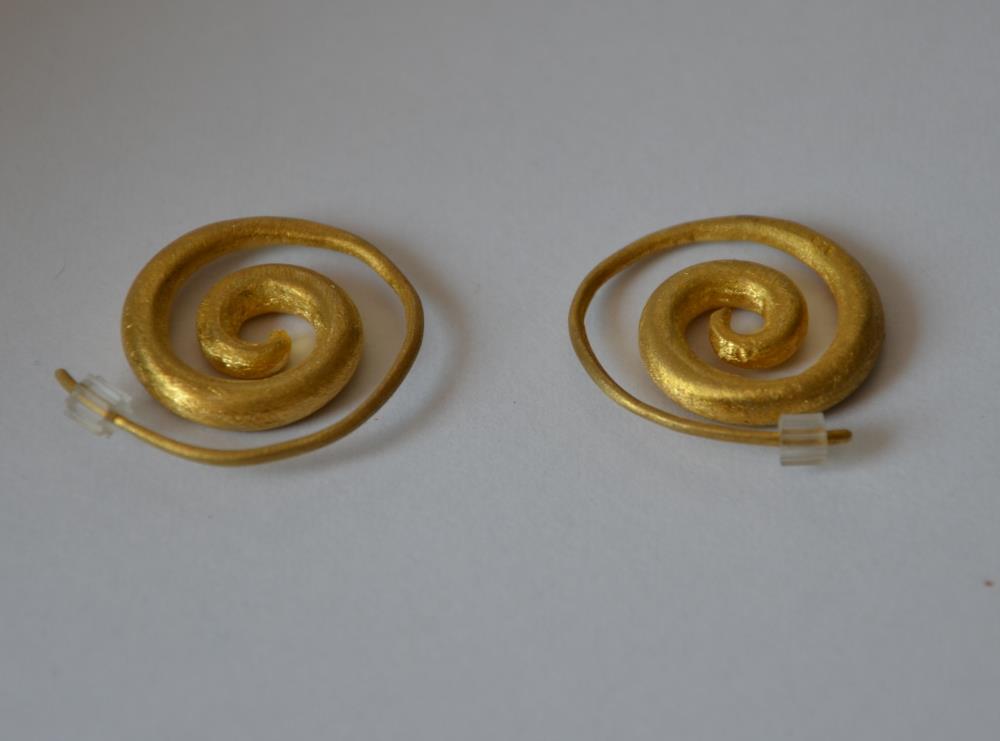 Ohrringe+vergoldet+925+Silber+gebürstet+Spiralen