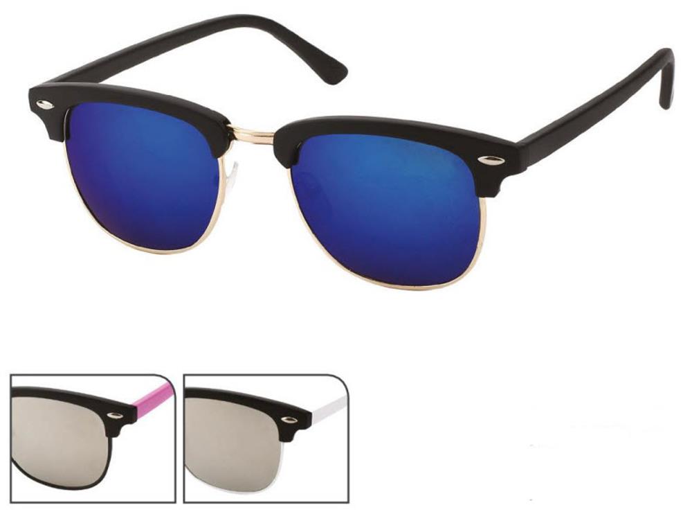 Sonnenbrille+Cat+Eye+Metall+400+UV+Gläser+trapezförmig+weiß+rosa+blau+Steg+hoch