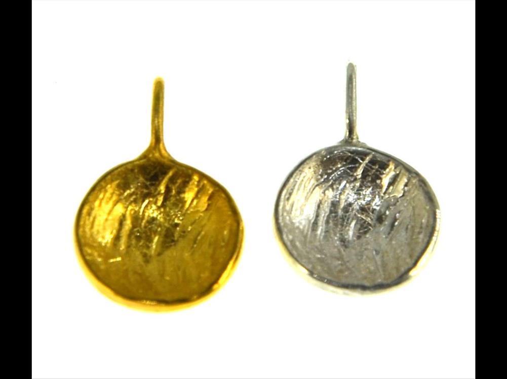 Anhänger+Silber+925+vergoldet+gebürstet+Schale+Rillen