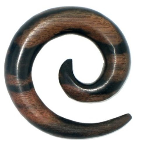 Tribal+Holz+Piercing+Expander+Spirale+braun+dunkelbraun+Muster+Sonoholz+Plug+Tunnel+Ohrhänger+Ohrstecker