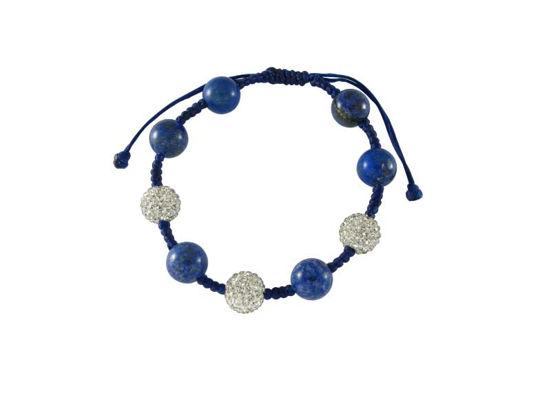Glitzerkugel+Armband+Kristall+weiß+Lapis+blau+Kugeln+Perlen+Damen+Schmuck