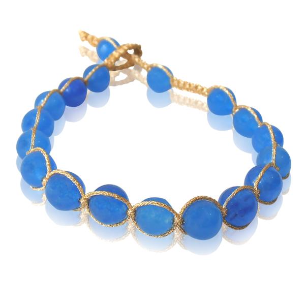 Designer+Seidenfaden+Armband+blau+gold+Edelsteine+Armbänder+verstellbar