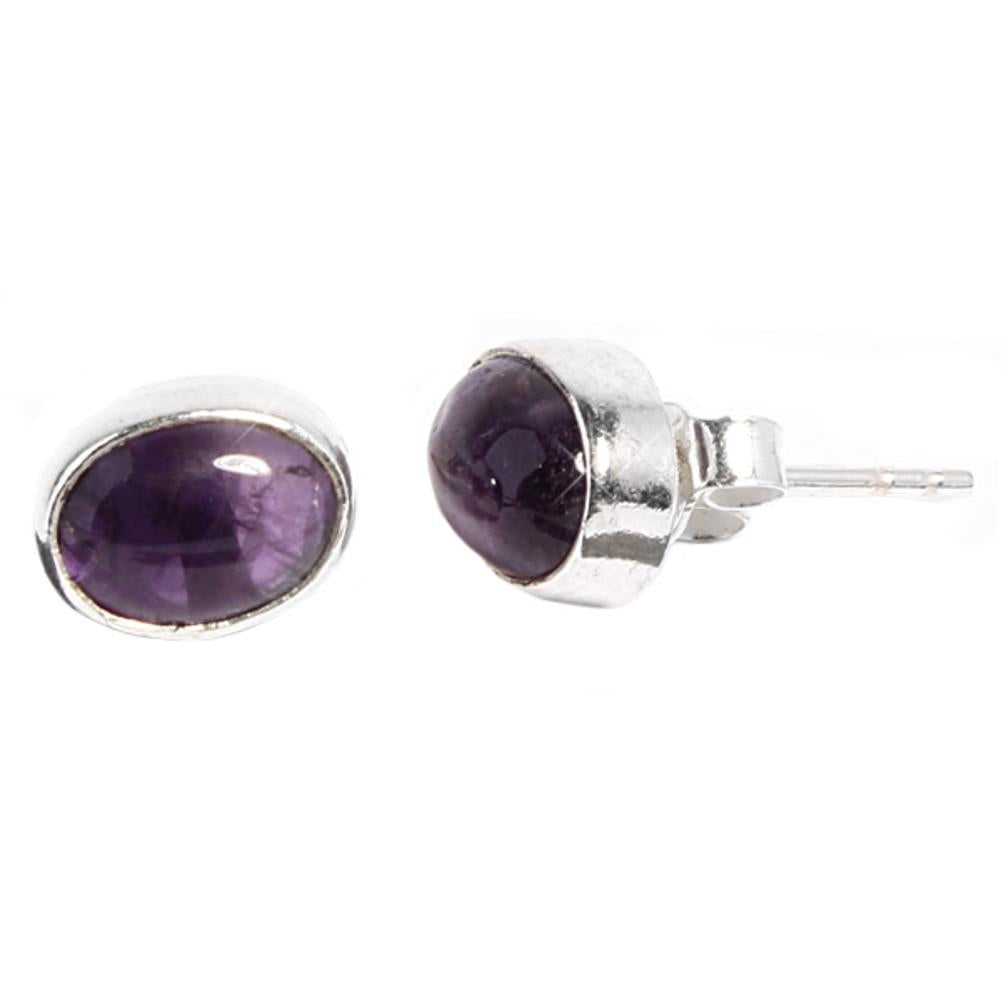 Silberohrstecker+Amethyst+oval+10+mm+Ohrringe+Ohrstecker+Damen+Ohrring+Stecker+925er+Sterling+Silber