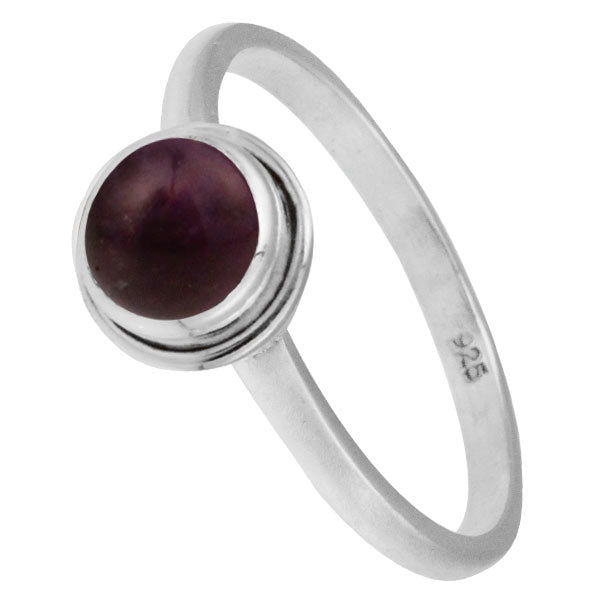 Silberring+Amethyst+6+mm+lila+rund+Rand+925er+Sterling+Silber+Stein+Ringe+Schmuck