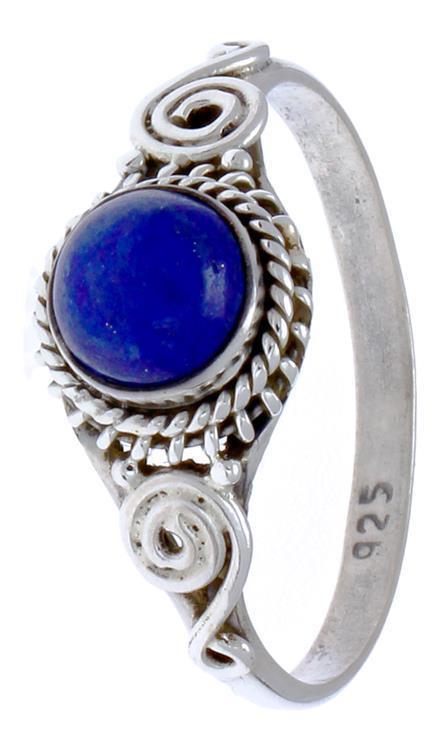 Silberringe+Lapis+Lazuli+Stein+Seile+Spiralbögen+rund+blau+schmal+925er+Sterling+Silber+Ringe