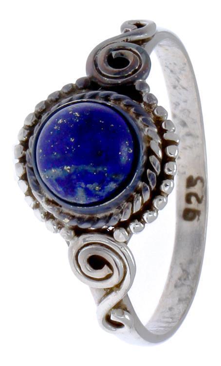 Silberringe+Lapis+Stein+Seile+Kreise+Spiralbögen+rund+blau+schmal+925er+Sterling+Silber+Ringe