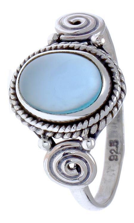 Silber+Ring+Chalzedon+Seile+Spiralen+Kreise+oval+blau